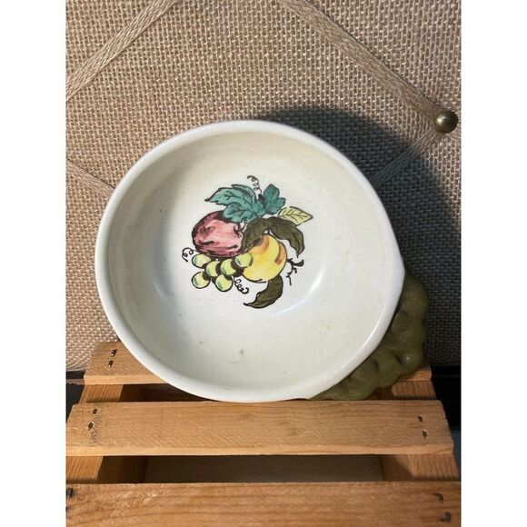 Vintage Pair of Individual Open Soup Bowls Servers Provincial Fruit Green by MET - Picture 1 of 5